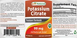 Label for Potassium Citrate 99 mg
