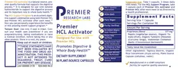 Label for Premier HCL Activator