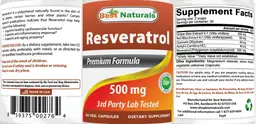 Label for Resveratrol 500 mg
