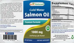 Label for Cold Water Salmon Oil 1000 mg