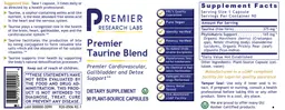 Label for Premier Taurine Blend