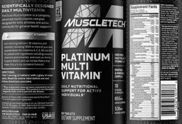 Label for Platinum Multi Vitamin