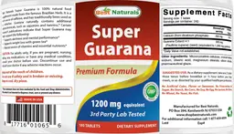 Label for Super Guarana 1200 mg