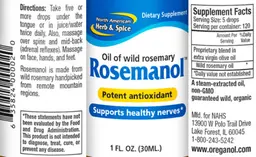 Label for Rosemanol Oil of Wild Rosemary