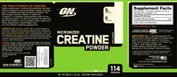 Label for Micronized Creatine Powder Unflavored