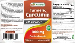 Label for Turmeric Curcumin 1000 mg