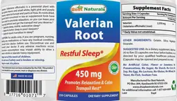 Label for Valerian Root 450 mg