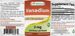 Label for Vanadium 2 mg