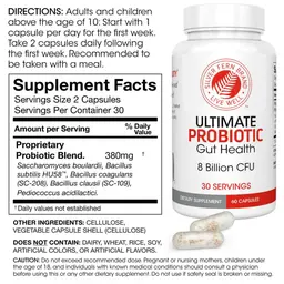 Label for Ultimate Probiotic 8 Billion CFU