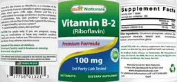 Label for Vitamin B-2 100 mg
