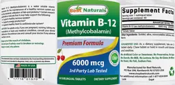 Label for Vitamin B-12 6000 mcg