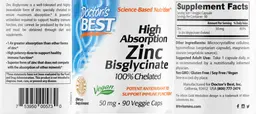Label for High Absorption Zinc Bisglycinate 50 mg