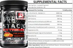 Label for Pre Stack Extreme Orange Mango