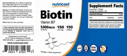 Label for Biotin 5,000 mcg
