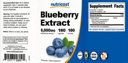 Label for Blueberry Extract 8,000 mg