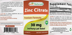 Zinc Citrate 30 mg