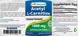 Label for Acetyl L-Carnitine 1000mg