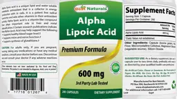 Label for Alpha Lipoic Acid 600 mg