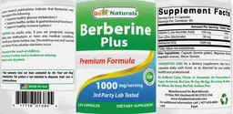 Label for Berberine Plus 1000 mg