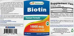 Label for Biotin 10,000 mcg