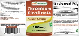 Label for Chromium Picolinate 1000 mcg