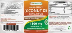 Label for Coconut Oil Extra Virgin 1300 mg