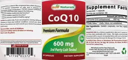 Label for CoQ10 600 mg