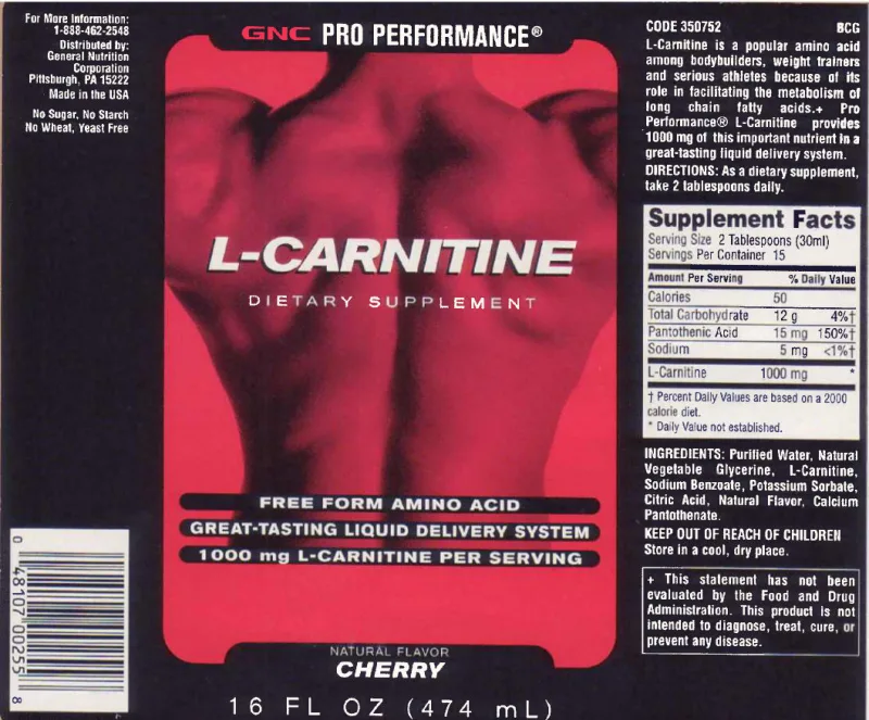 Label for L-Carnitine Cherry