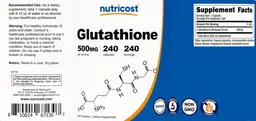 Label for Glutathione 500 mg