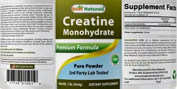 Label for Creatine Monohydrate Pure Powder
