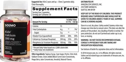 Label for Kids' Calcium 200 mg