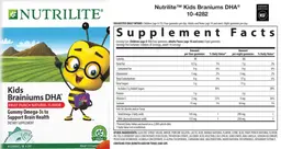 Label for Kids Brainiums DHA Fruit Punch Natural Flavor