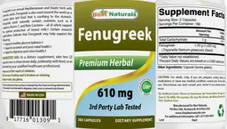 Label for Fenugreek 610 mg