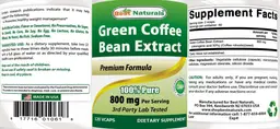 Label for Green Coffee Bean Extract 800 mg