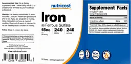 Label for Iron 65 mg