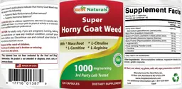 Label for Super Horny Goat Weed 1000 mg