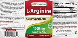 Label for L-Arginine 1000 mg