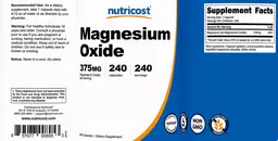 Label for Magnesium Oxide 375 mg