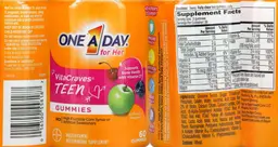 Label for VitaCraves Teen Gummies