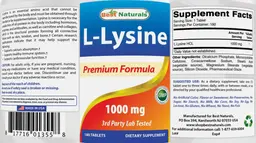 Label for L-Lysine 1000 mg