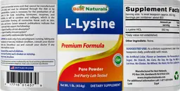 Label for L-Lysine Pure Powder