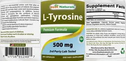 Label for L-Tyrosine 500 mg