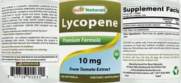 Label for Lycopene 10 mg