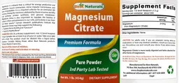 Label for Magnesium Citrate Pure Powder