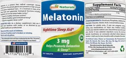 Label for Melatonin 3 mg
