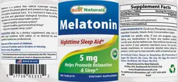 Label for Melatonin 5 mg