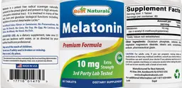 Label for Melatonin 10 mg