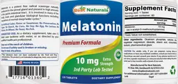 Label for Melatonin 10 mg
