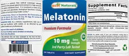 Label for Melatonin 10 mg