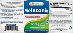 Label for Melatonin 12 mg